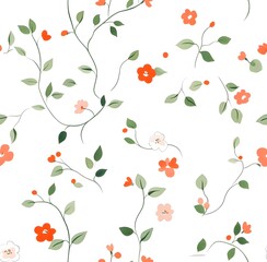 Canvas Print - A whimsical pattern of tiny wildflowers and plants