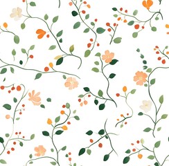 Canvas Print - A whimsical pattern of tiny wildflowers and plants