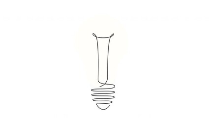 Wall Mural - self drawing simple animation of single continuous one line drawing of light bulb. animated drawing 