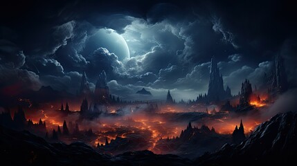 Wall Mural - realistic planetary background outer space galaxy sky nebula imagine stars moonlight fantasy astronomy lanscape 