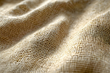 Organic hemp fabric, close-up of weave texture, 3D illustration