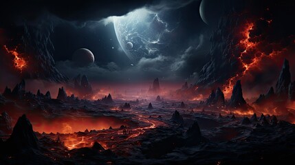 Wall Mural - realistic planetary background outer space galaxy sky nebula imagine stars moonlight fantasy astronomy lanscape 