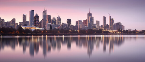 Poster - Serene Urban Skyline at Dusk