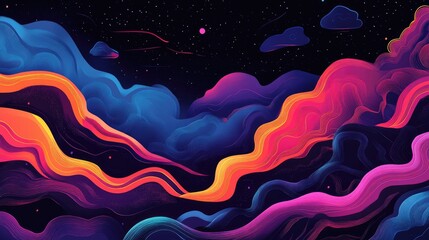 Line art illustration depicting atmospheric elements in an abstract style