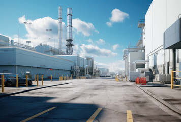 Canvas Print - Modern Industrial Facility Under Clear Sky