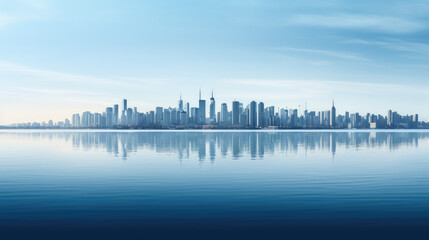 Poster - Calm City Skyline Reflecting on Water