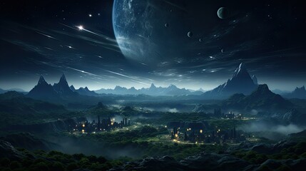 Wall Mural - a dramatic night breathtaking sky view of a scattered vibrant star and clouds forming nebula showcasing swirling of gas and dust