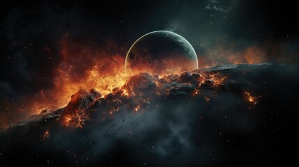 Wall Mural - realistic planetary background outer space galaxy sky nebula imagine stars moonlight fantasy astronomy lanscape