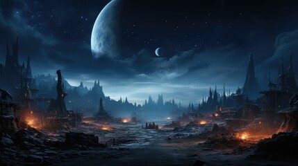 Wall Mural - a dramatic night breathtaking sky view of a scattered vibrant star and clouds forming nebula showcasing swirling of gas and dust