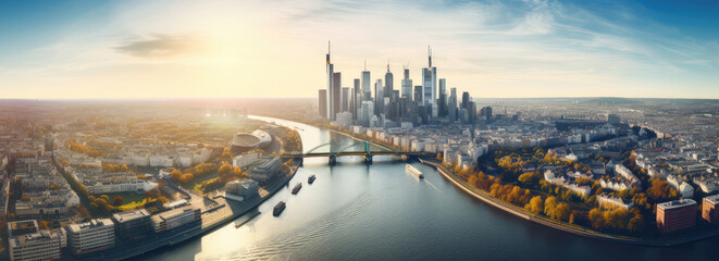 Poster - Breathtaking City Skyline and River at Sunset Panorama