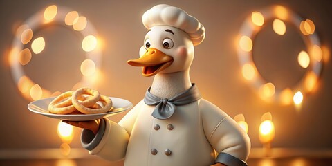 Wall Mural - goose with pastries