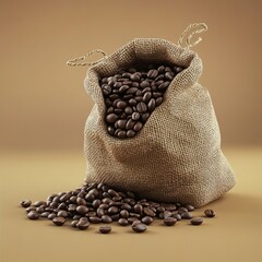 Sticker - A burlap sack spilling roasted coffee beans.