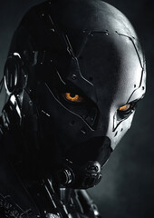 Poster - A man with a black mask on his face with yellow eyes