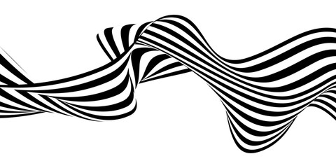 Wall Mural - black and white wavy stripes banner