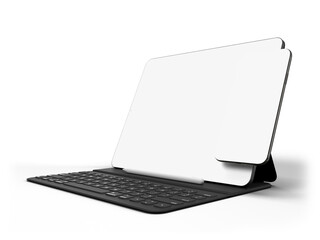 Canvas Print - modern digital tablet, smartphone empty screen with keyboard and pen. mockup template for presentati