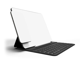 Canvas Print - modern digital tablet, smartphone empty screen with keyboard and pen. mockup template for presentati