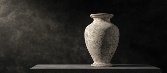 Poster - Decorative stone vase positioned on a podium against a black background High resolution 3D rendering