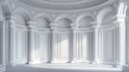 Aufkleber - Classic semicircular interior design featuring columns in 3D rendering