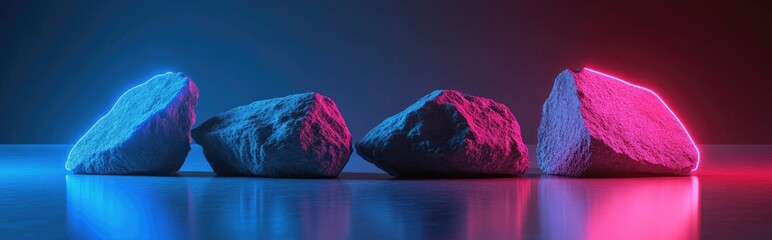 Leinwandbilder - Abstract geometric stone and rock shapes create a minimalist background ideal for podium display or showcase rendered in 3D