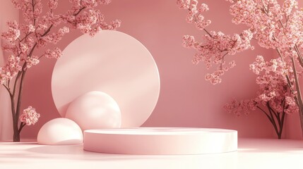 Poster - Abstract podium display scene for showcasing products 3D render
