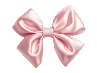 elegant pink satin bow on a white background, cut out transparent