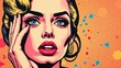 © Mohd - Colorful Pop Art Woman Touching Face in Surprise