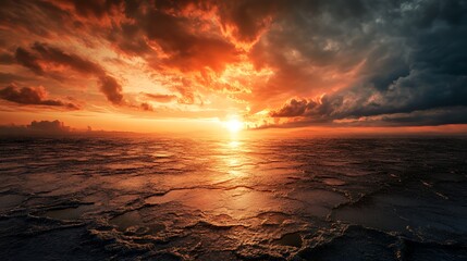 Wall Mural - Golden Sunset Over Cracked Earth