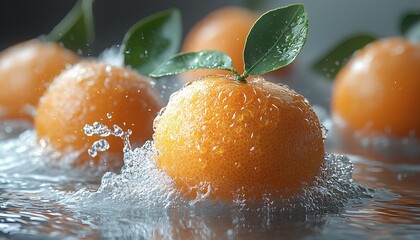 Clementine fruit in water for fresh and organic fruit concept. Clementines in water