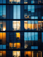 Sticker - Illuminated Office Windows During Evening Hours