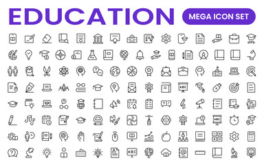 education line icons collection. big ui icon set in a flat design. thin outline icons pack. thin lin