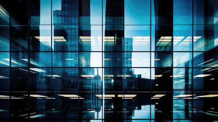 Poster - Modern Corporate Building Facade at Night