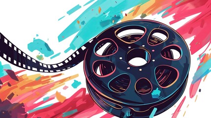 Wall Mural - film reel symbol