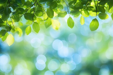 Wall Mural - green leaves with blurred background. perfect for designs showcasing nature and the beauty of spring