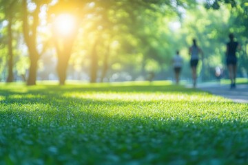 Wall Mural - close-up of a lush green lawn. this image captures the beauty and tranquility of nature, perfect for
