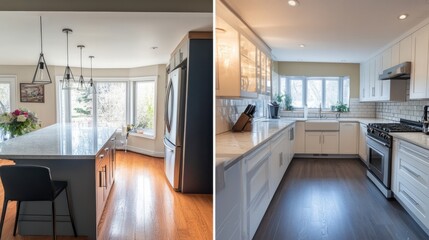 Wall Mural - Before and after kitchen renovation