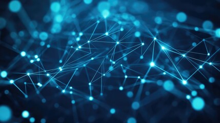 Abstract blue technology background with connection lines and dots