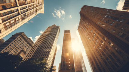 Poster - Sunlight Shining Between High-Rise Buildings