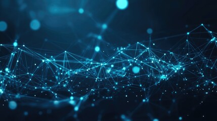 Abstract blue technology background with connection lines and dots