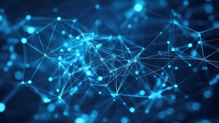 Abstract blue technology background with connection lines and dots