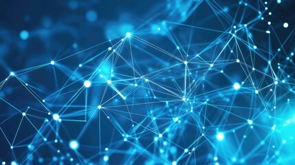 Abstract blue technology background with connection lines and dots
