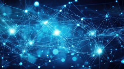 Abstract blue technology background with connection lines and dots