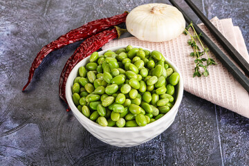 Bowl of delicious edamame beans