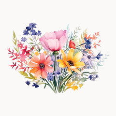 Poster - Vibrant watercolor floral bouquet illustration