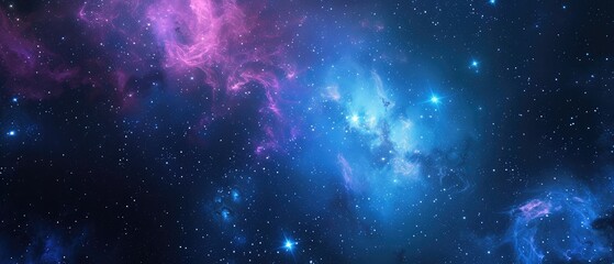 Poster - Majestic Blue Nebula in Outer Space