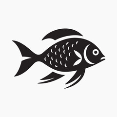 Sticker - Stylized black fish silhouette illustration