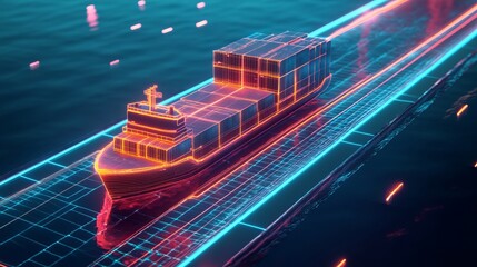 futuristic shipping road hologram