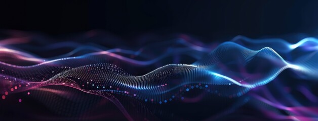 Poster - Abstract Digital Waves on Dark Background