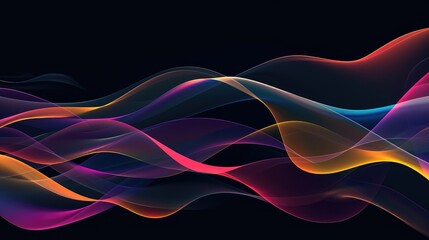 Canvas Print - Vibrant Abstract Waves on Dark Background