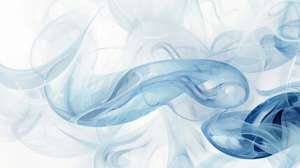 Sticker - Serene Blue Smoke Swirls on White Background