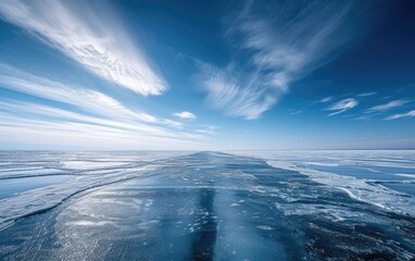 Poster - Expansive Arctic Ice Landscape under Blue Sky